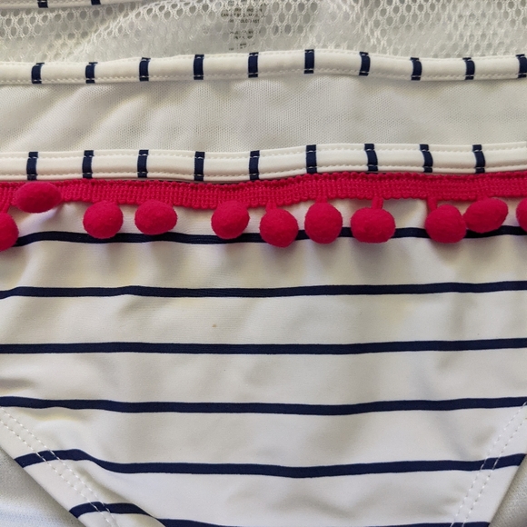 NWOT Striped High Waist Bikini Bottoms with Pom Pons - Picture 6 of 6